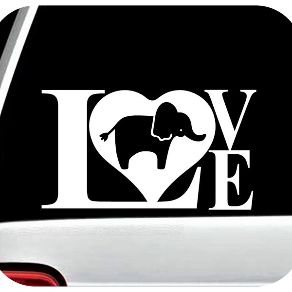 Elephant Love Heart Decal Sticker for Car Window | Elephant Stickers | Elephant Decal for Cup | BG 880