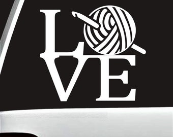 Love To Crochet Decal Sticker | Crochet Hook Yarn Decal Sticker | BG 811