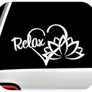 Relax Namaste Lotus Heart Decal Sticker for Car Window | BG 939