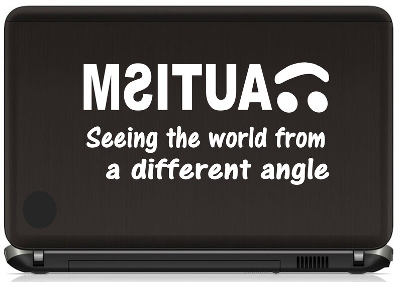 May include: Black laptop with a white sticker that says "M2ITUA" and "Seeing the world from a different angle".