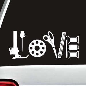 Love To Sew Decal Sticker | Sewing Machine Decal for Car Cup Laptop