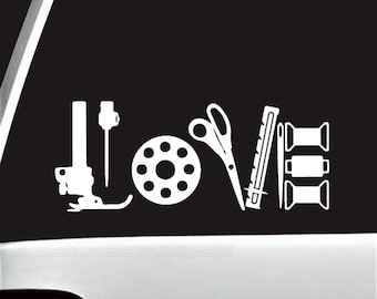 Love To Sew Decal Sticker | Sewing Machine Decal for Car Cup Laptop