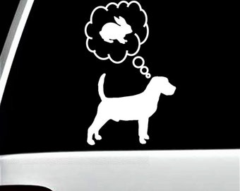 Beagle Dog Dreaming of Rabbit Decal Sticker for Car Window | Rabbit Hunting Decal | B1144