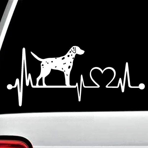 Dalmatian Decal for Car | Dalmatian Heartbeat Dog Decal Sticker | Dalmatian Gifts | K1045
