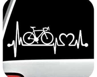 Bicycle Road Bike Cyclist Cycling Heartbeat Lifeline Decal Sticker for Car Window