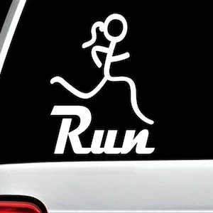 Run Girl or Guy Marathon 13.1 26.2 Jogging Running Vinyl Decal Sticker for Car Window Exercise Fitness BG 782