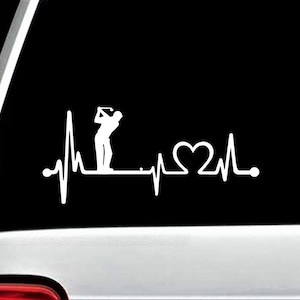 Golf Cart Guy Decal for Car Window | Golfing Heartbeat Lifeline Decal Sticker | Golf Decal Accessory | BG 458