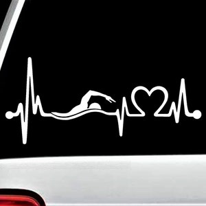 Custom Swimming Heartbeat Lifeline Decal Sticker for Car Window