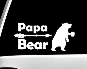 Papa Bear Camping Decal Sticker for Car Window Outdoors Adventure Accessory BG 678