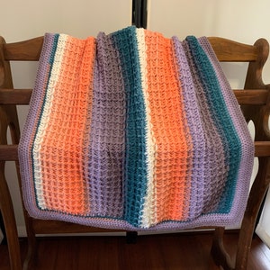 Crocheted  Bright Stripes Baby Blanket