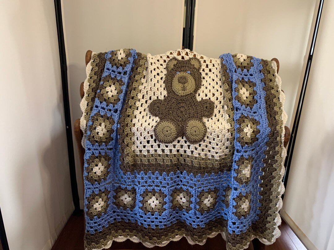 Crocheted Teddy Bear Baby Blanket Etsy