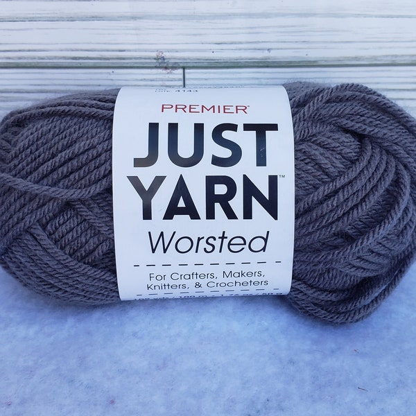 Beginner Crotchet Slate Dark Gray Plushy Worsted Medium 4 - Premier Just Yarn - For Toy Plushies Beginner Knit - Beenies - Hats