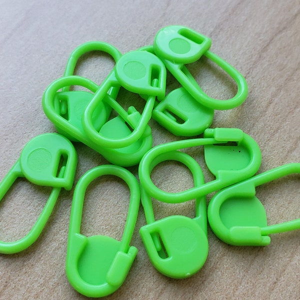 Beginner Crotchet Lime Green Stitch Marker 10 Pc - Quick Locking - Vivid Colors - Knitting Marker - Crotchet Marker - Mark Your Rounds