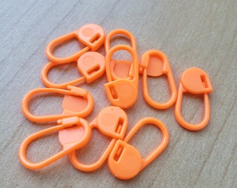 Beginner Crotchet Bright Orange Stitch Marker 10 Pc - Quick Locking - Vivid Colors - Knitting Marker - Crotchet Marker - Mark Your Rounds