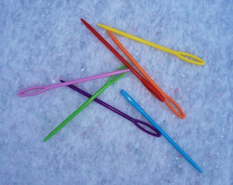 Beginner Crotchet 2 Pack Large Eye Plastic Embroidery Needle - Vivid Colors - Great for Amigurumi - Plushies - Weaving In Ends