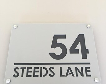 Graphite Grey /& White Mat Finish Rectangular House Name Sign