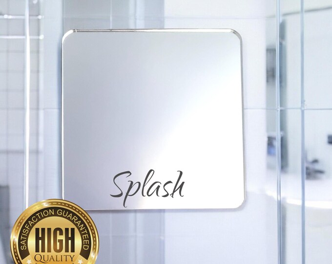Rounded Corner Square Mirrors (Shower Mirror with Suckers), Custom Colours, Sizes, Shapes, Engraving Services