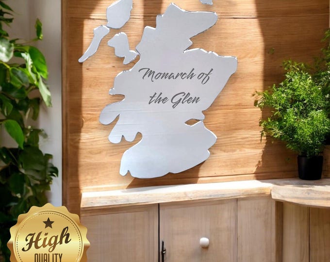 Custom Scotland Shaped Map Mirrors - Unique Engraving & Colour Options, Eco-Friendly - Reusable, Handmade in UK