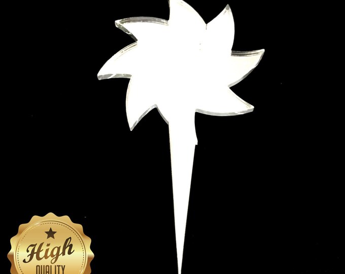 Spiral Star Cake Topper: Recycled Acrylic, Custom Colors