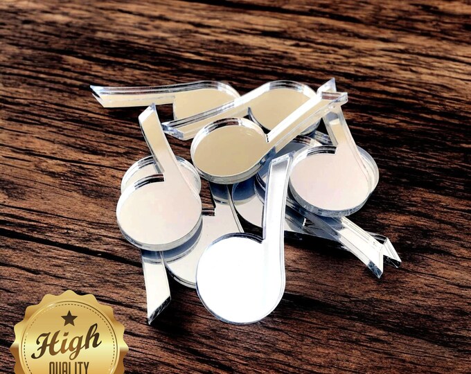 Musical Note Acrylic Crafting Mirrors: Custom Colors & Sizes (Pack of 10)