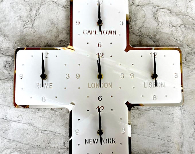 Custom Five Time Zone (Family, Friends or Place Names) Clocks
