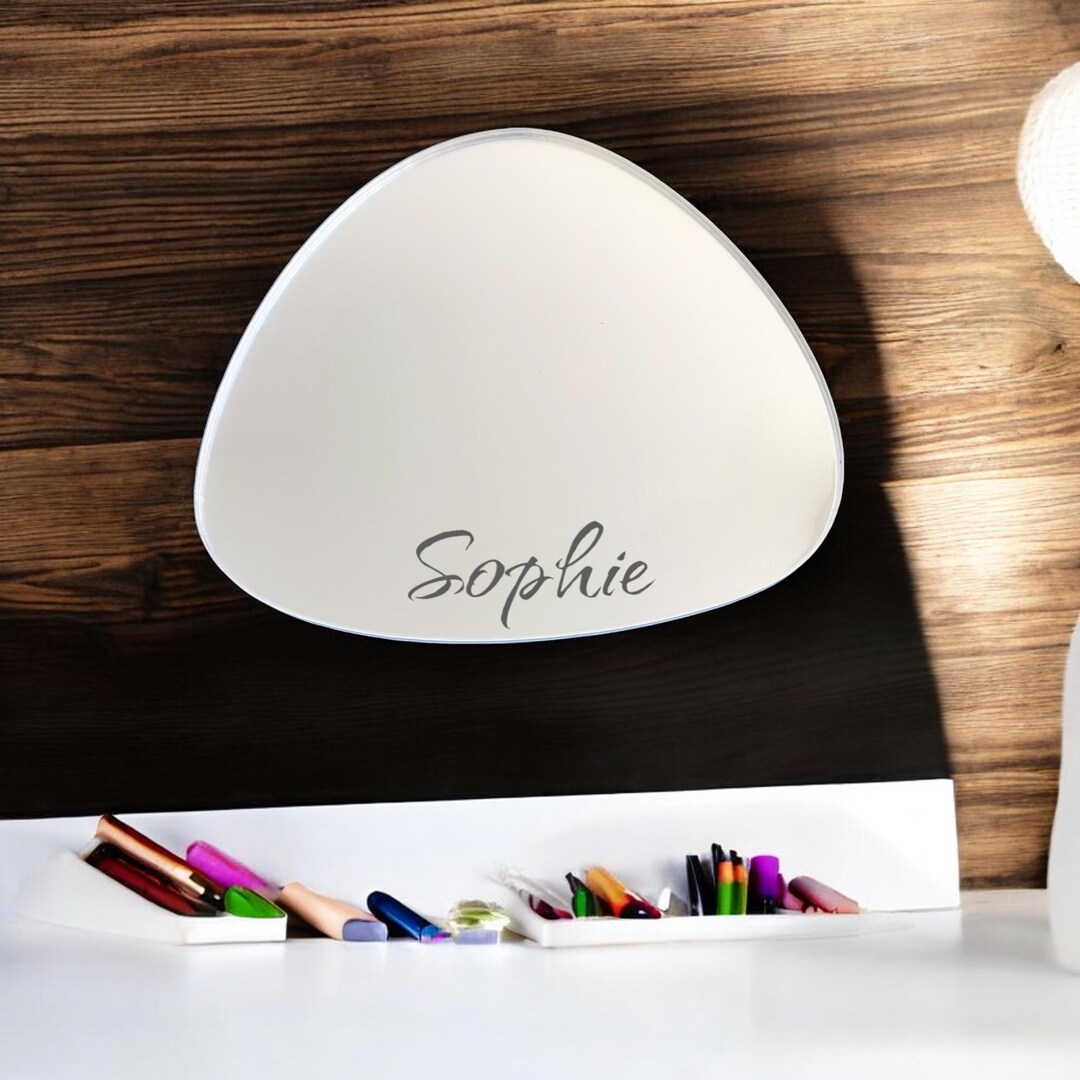 Triangular Pebble Shaped Mirrors With White Backing & Hooks, Bespoke ...