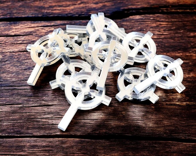 Gothic Cross Acrylic Crafting Mirrors: Custom Colors & Sizes (Pack of 10)