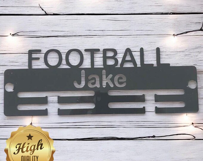 Football Medal Hangers, With Customised Name, Sport, Colours & Woods, Includes all Fixings, Large Sizes Made