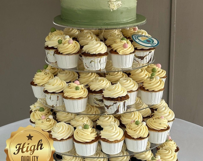 Handcrafted Custom Wedding & Party Cup Cake Stands with Bespoke Sizes, Tiers, Heights, Gaps, - Colours | Eco-Friendly Recycled Acrylic |