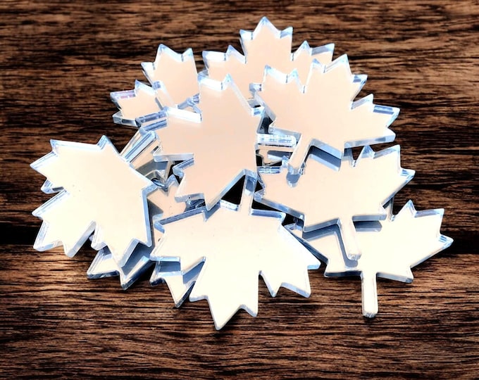Maple Leaf Acrylic Crafting Mirrors: Custom Colors, Woods, Sizes (Pack of 10)