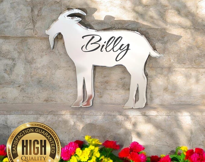 Goat Shaped Mirrors (Garden or Indoor Mirrors), Custom Colours, Sizes, Shapes, Engraving Services, Sizes up to 40cm