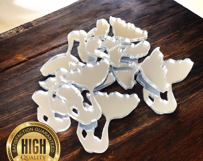 Mermaid Shaped Crafting Mirrors, Custom Colours, Woods, Sizes, Shapes, (Holes for Jewellery or hoops for invites) Packs of 10