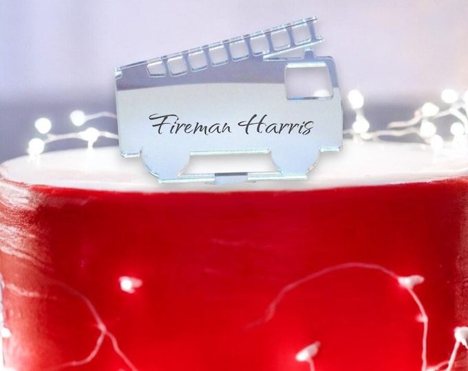 Fire Engine, Firemans Cake Toppers - Custom Colours, Bespoke Style Made, Crafting Emblems