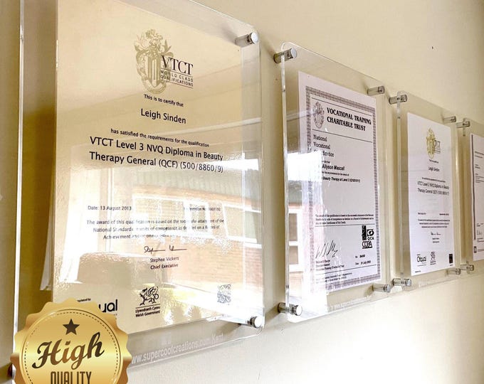 Custom Acrylic Frames for Pictures & Posters, Wall Mounted - Various Sizes, Shapes, Colours - Wood Finishes - Handcrafted in the UK