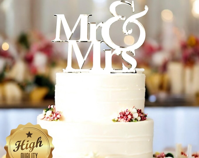 Custom Acrylic Wedding Cake Topper: Mr & Mrs, Laser Cut