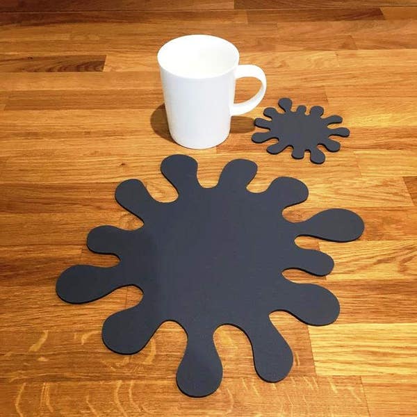 Splash Shaped Placemats & Coasters - Many Matt Finish Acrylic Colour Choices - Bespoke Shapes / Sizes Made