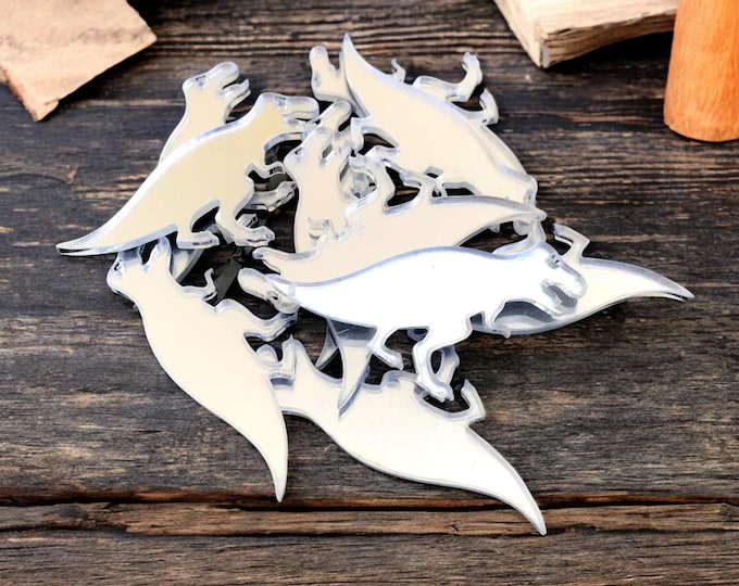 T-Rex Dinosaur Acrylic Crafting Mirrors: Custom Colors & Sizes, Pack of 10