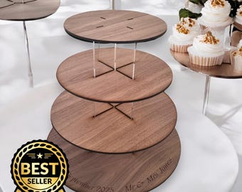 Oak Veneer Cake Stand: Round or Square, Multi-Tier Wedding Party Display