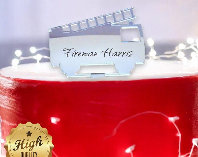 Fire Engine, Firemans Cake Toppers - Custom Colours, Bespoke Style Made, Crafting Emblems