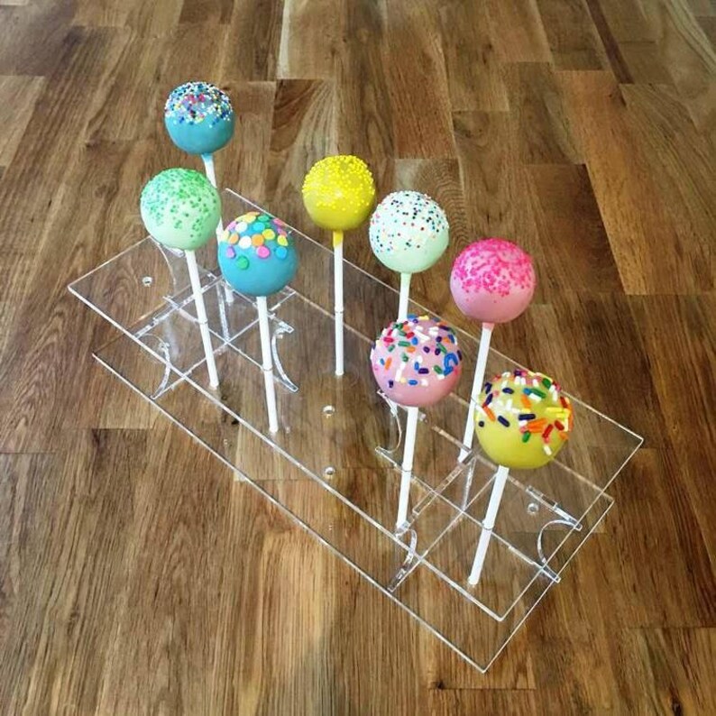 31x13cm 12 cakepops or 45x16cm 17.5x 6 - 8.5x5 Rectangle Clear Gloss Acrylic Cake Pop Stands 36 cakepops