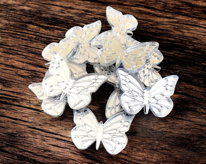 Butterfly Acrylic Crafting Mirrors: Etched Shapes, Custom Colors - Pack of 10