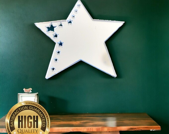 Cluster of Star Cluster Mirrors, Large Star & 11 Small stars, Custom Sizes, Colours, Engraving Services, Sizes up to 40cm