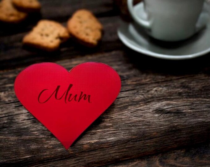 Mirrored Acrylic Heart Coasters: Engraved Celebration Place Settings