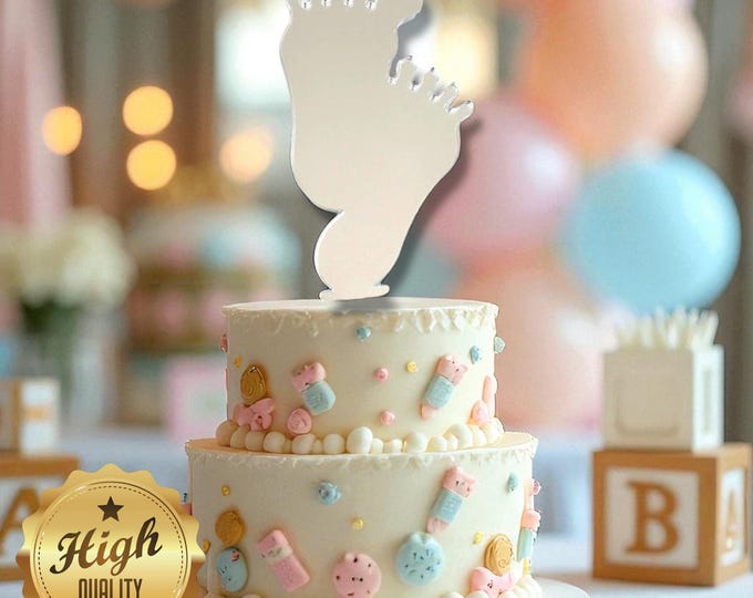 Custom Acrylic Baby Feet Cake Topper: Bespoke Baby Shower Decor