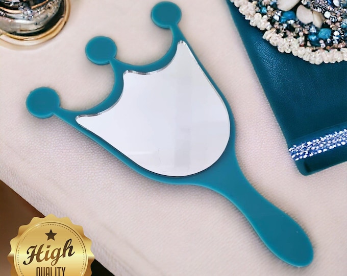 Custom Crown Hand Mirror: Acrylic Vanity Mirror with Engraving