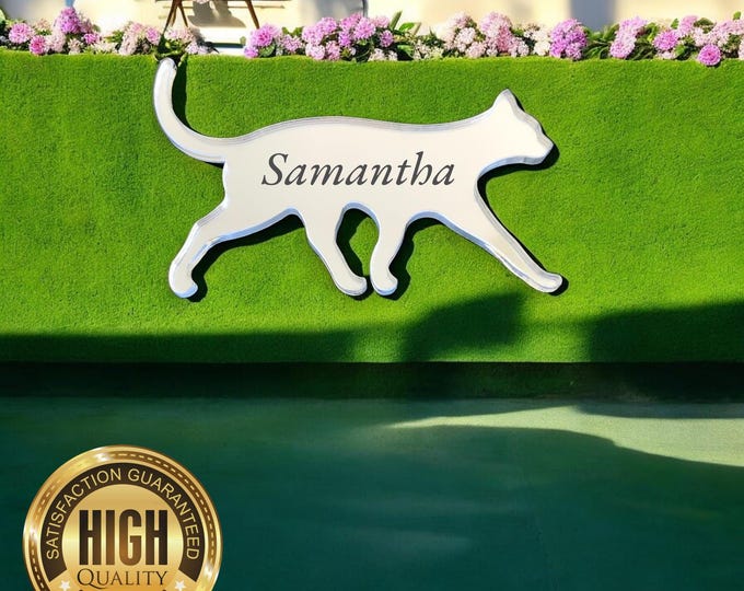 Your Cat Shape Garden & Indoor Mirrors, Custom Sizes, Shapes, Colours, Engraving Services, Sizes up to 40cm