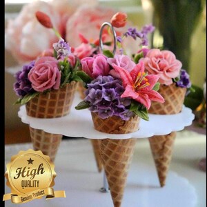 Runder Eistüte / Canape-Kegelständer mit Griff für Partys und Hochzeiten, benutzerdefinierte Größe / Form / Farbe