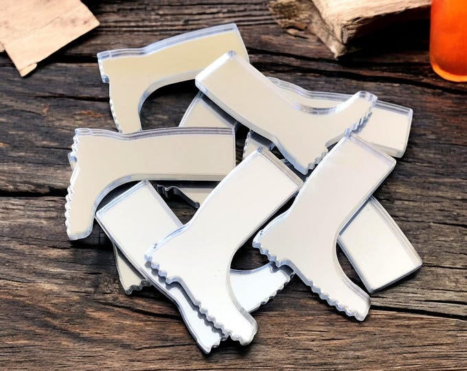 Boot Shaped Crafting Mirrors: Acrylic Wellies, Custom Colors, Packs of 10