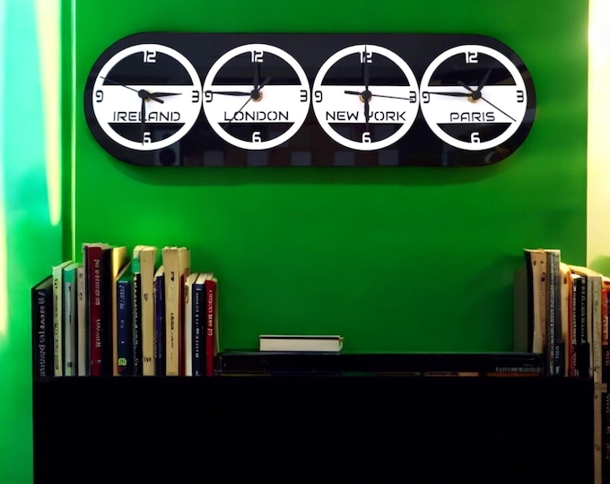 Retro Acrylic Time Zone Clock: Custom Family Name Wall Decor