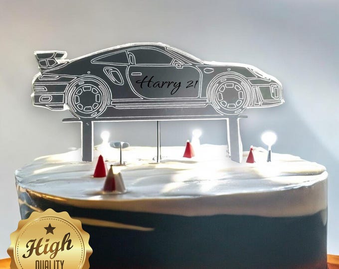 Any Style Sports Car Shaped Cake Toppers / Emblems - Custom Colours, Sizes, Shapes & Engraving Services